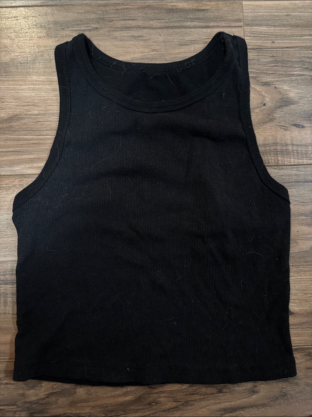 Black Women's Ribbed Cropped Tank Top